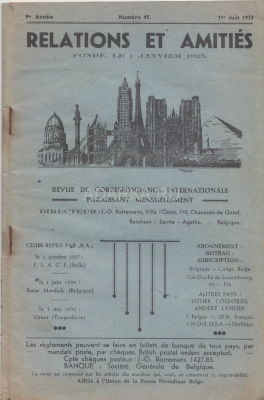 Relations et amities №49 1933 бюллетень Брюссельского корреспондентского общества