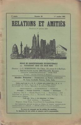 Relations et amities №28 1929 бюллетень Брюссельского корреспондентского общества