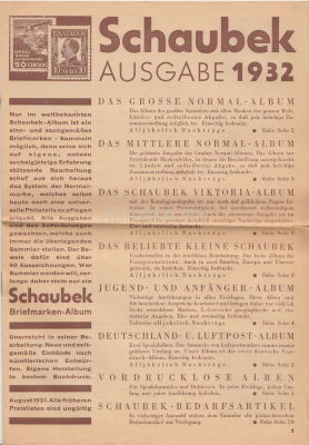 Каталог марочных альбомов фирмы Schaubek 1932 